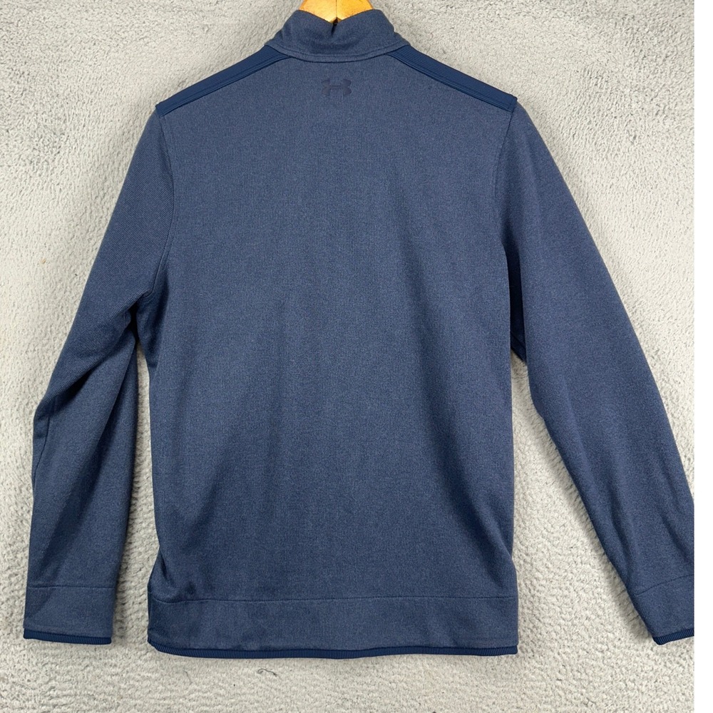 Under Armour Cold Gear Mens Pullover‎ Sweatshirt Medium Navy Quarter Zip Loose - Picture 3 of 10